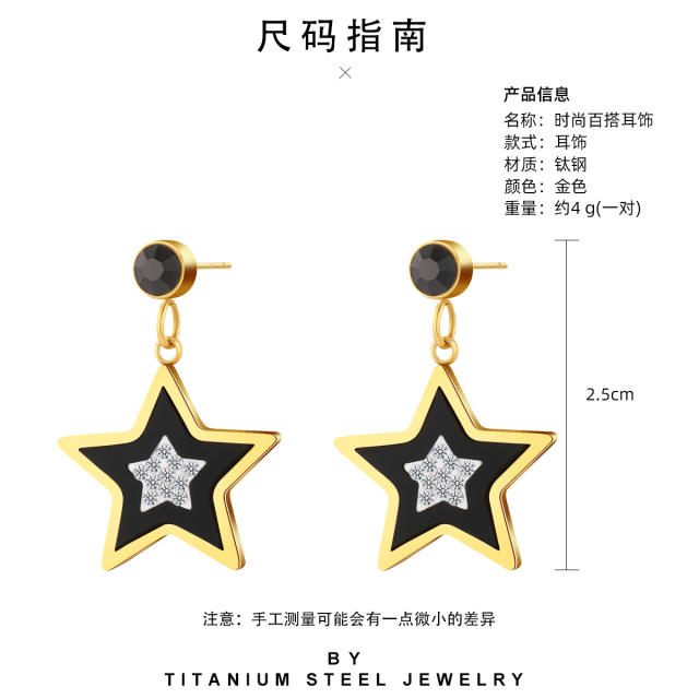 14KG stainless steel star earrings