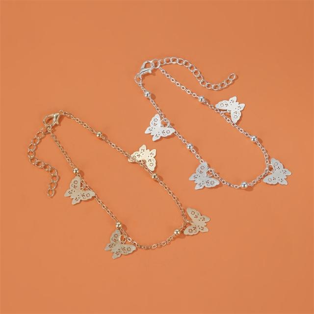 Butterfly pendant chain anklet