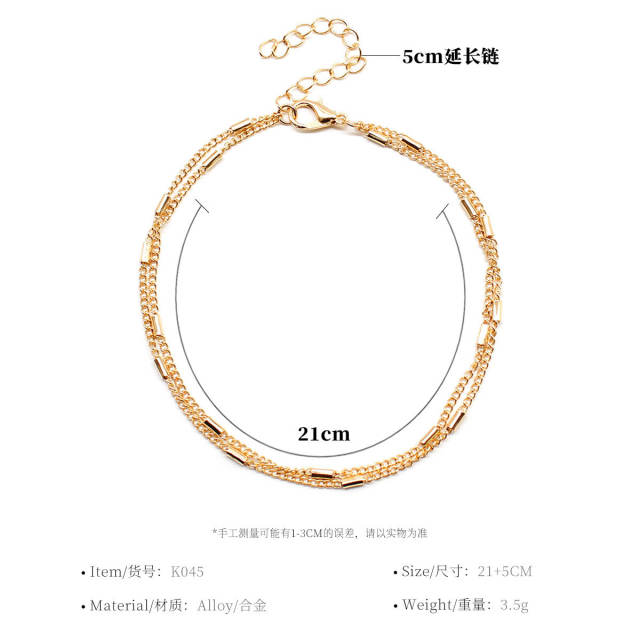 Double layers chain anklet
