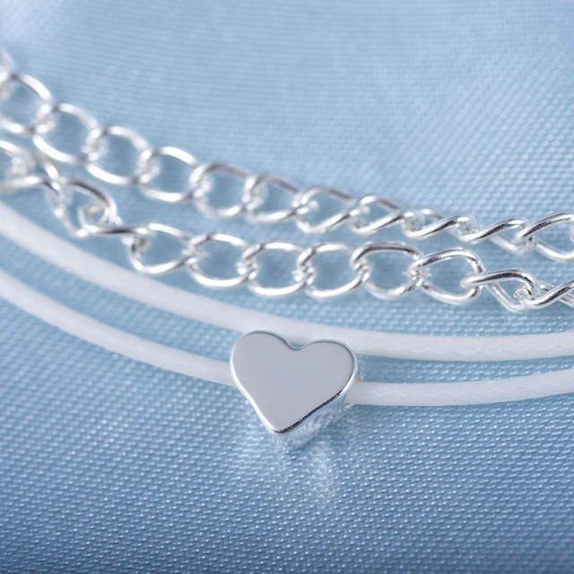 Heart pendant multi-layer chain anklet Bohemian