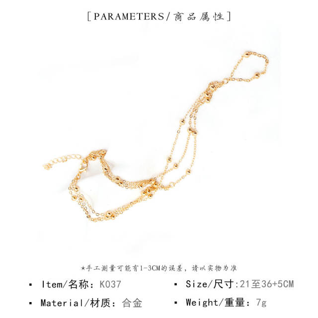 Multilayer chain toe anklet