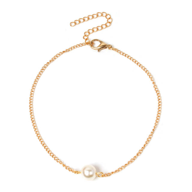 Faux pearl chain bracelet