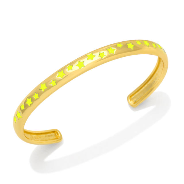 Enamel star colorful open bangle