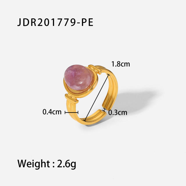 18KG stainless steel Semi-precious stones openning rings