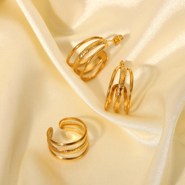 Creative geometric stainless steel earrings rings