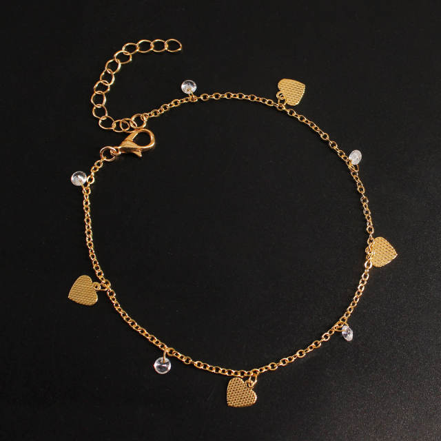 Heart charm chain anklet