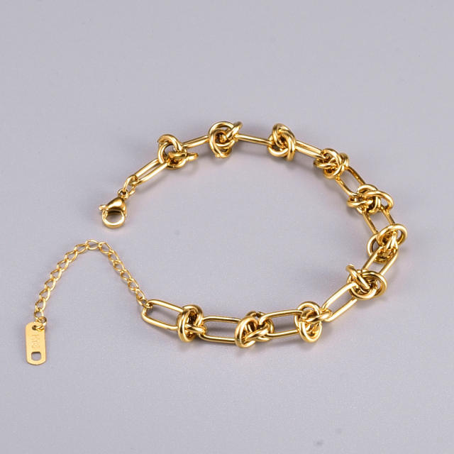 18KG personality knotted stainless steel chain bracelet