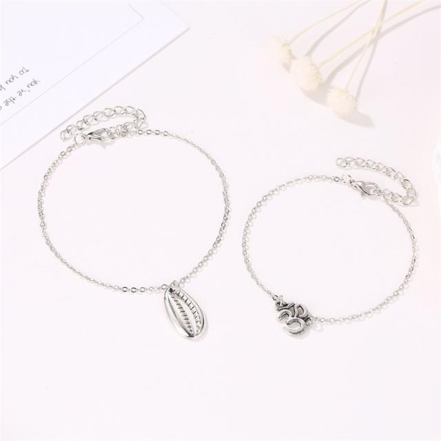 Shell pendant double-layer chain anklet