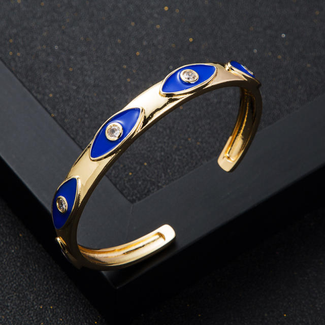 Color evil eye gold plated bangle