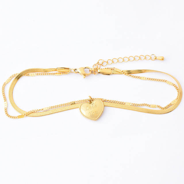 18KG stainless steel two layer heart anklet