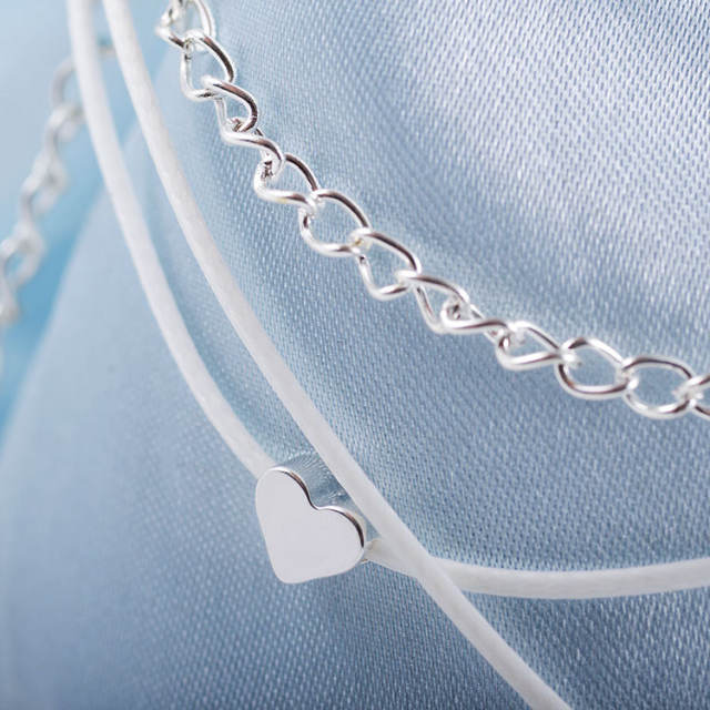 Heart pendant multi-layer chain anklet Bohemian