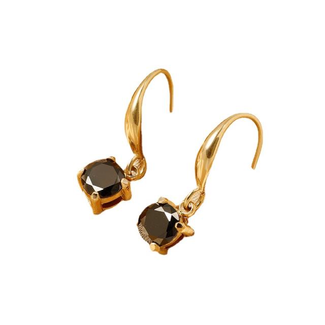 18KG color cz stainless steel drop earrings