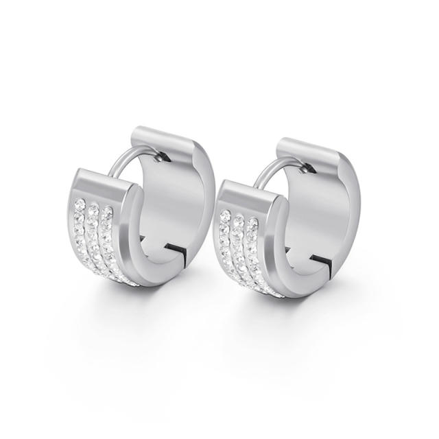 316L stainless steel diamond huggie earrings
