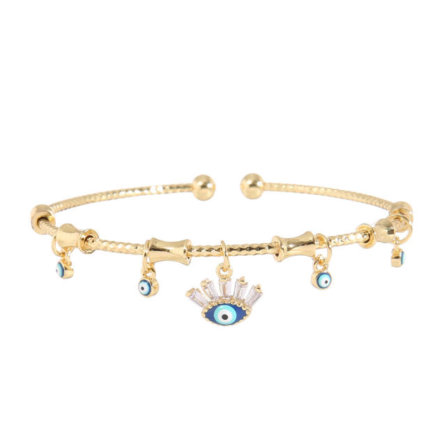 Real gold plated evil eye series cuff bangle