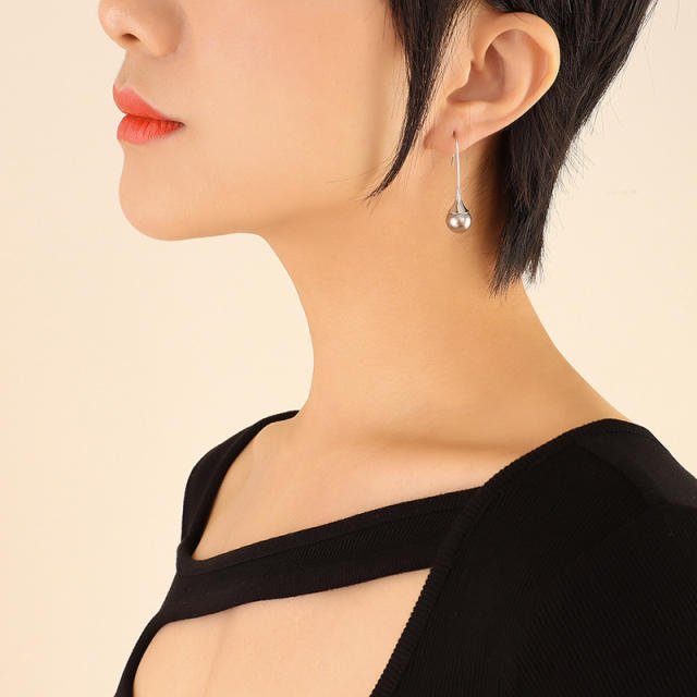 Faux pearl elegant dangle earrings