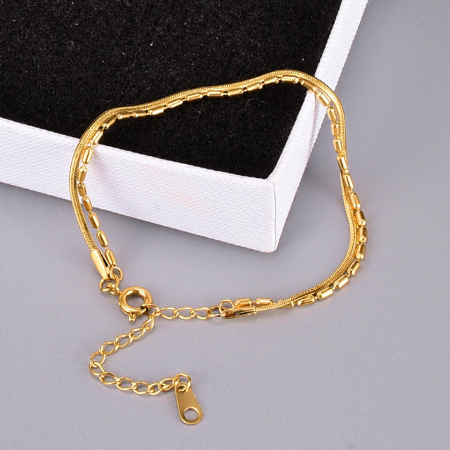 18KG stainless steel beaded chain snake chain layer bracelet 16+5cm