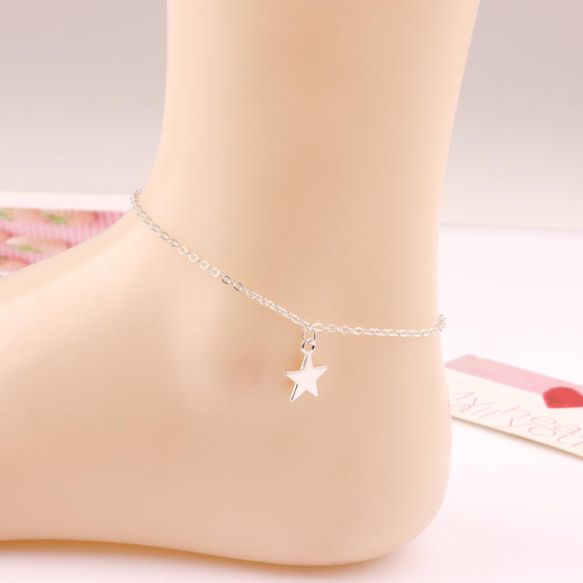 Five-pointed star chain anklet