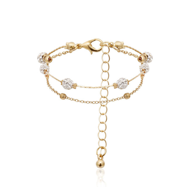 Double layers cubic zirconia anklet