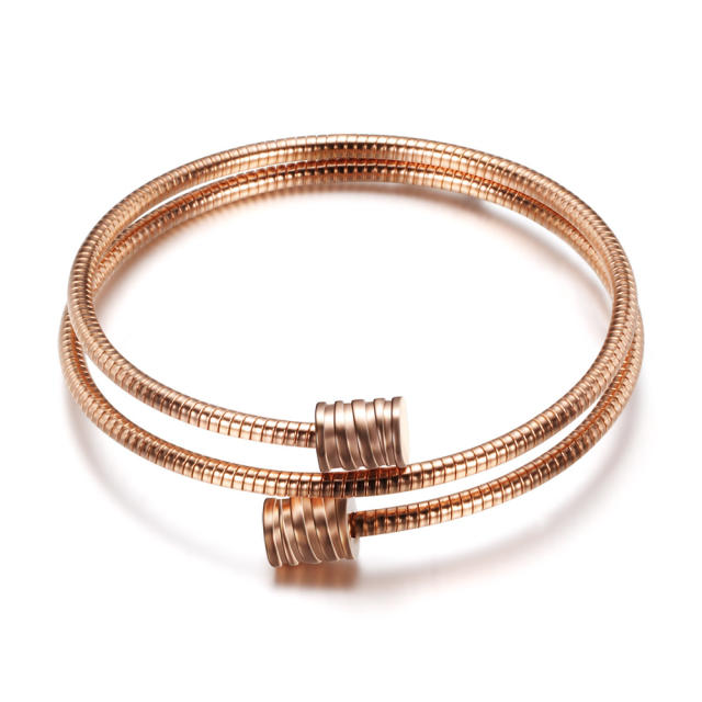 Cable wire wrap bangle bracelet