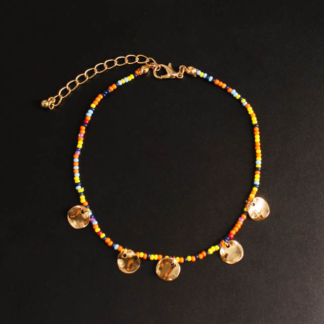 Wafer seed beads anklet
