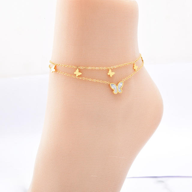 18KG stainless steel butterfly layer anklet