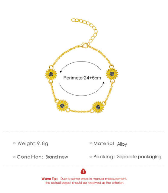 Sun flower pendant chain anklet