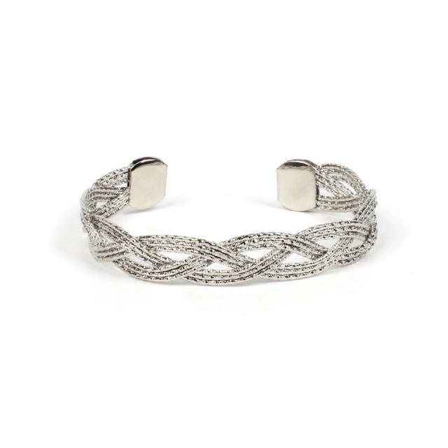 Hollow braided cuff bangle