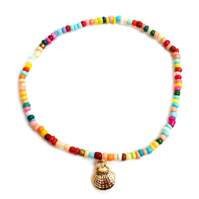 Shell charm seed beads anklet