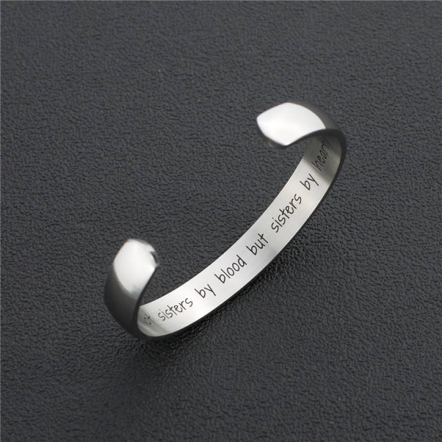 10mm Engraved inspirational titanium steel cuff bangle