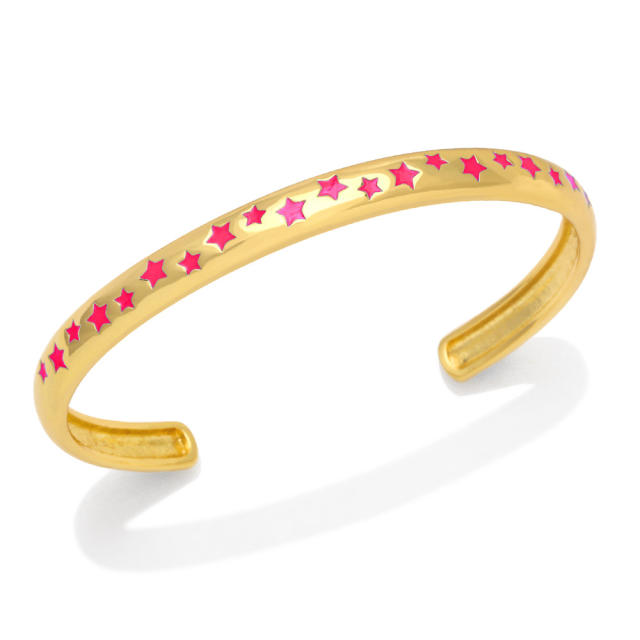 Enamel star colorful open bangle