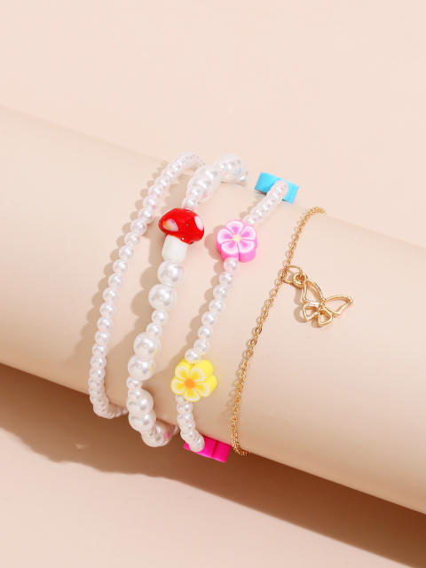 Butterfly Pendant pearl anklet