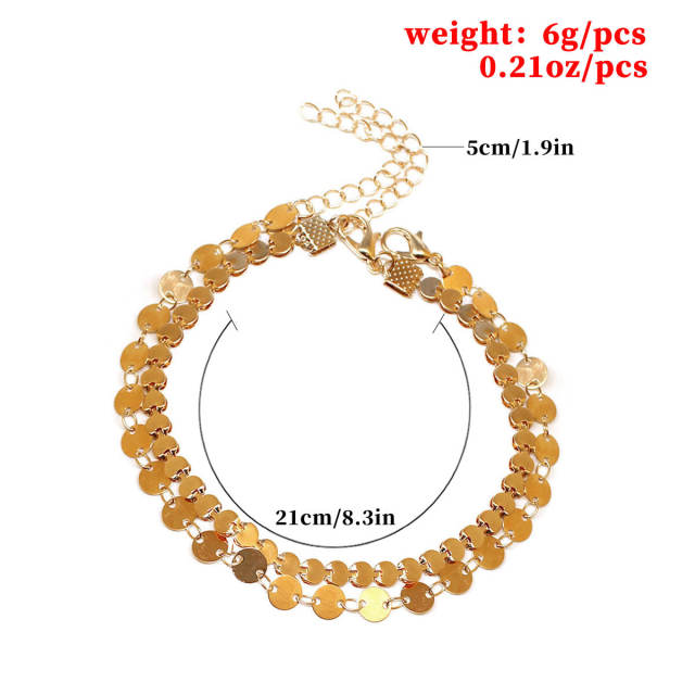 Double layers wafer chain anklet