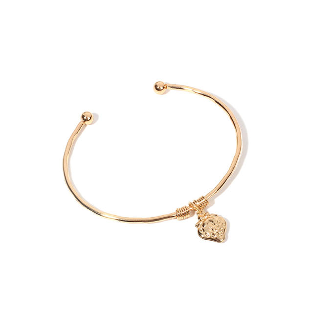 Charm alloy open bangle