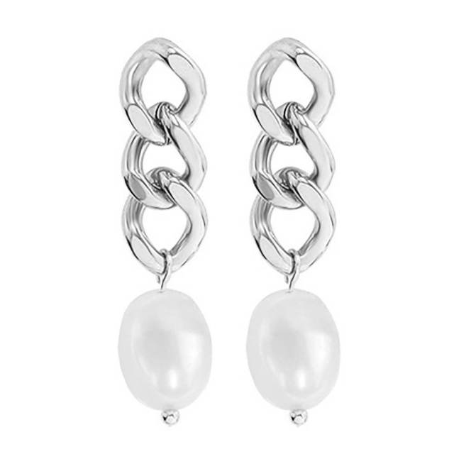 Pearl titanium steel earings