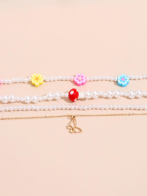 Butterfly Pendant pearl anklet