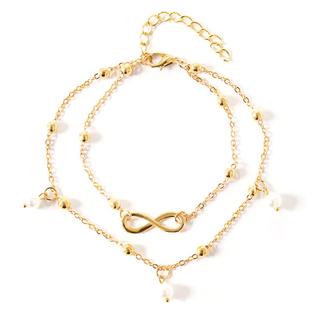 8 pendant double-layer chain anklet