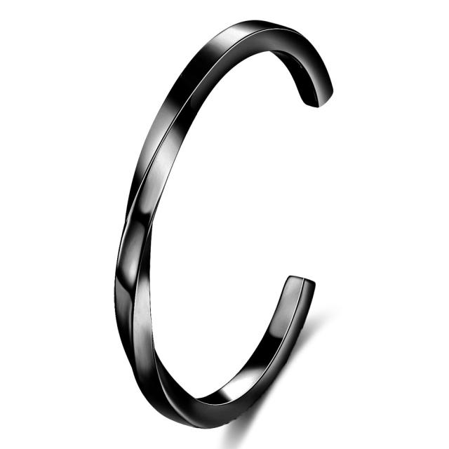 C shape bent titanium steel bangle