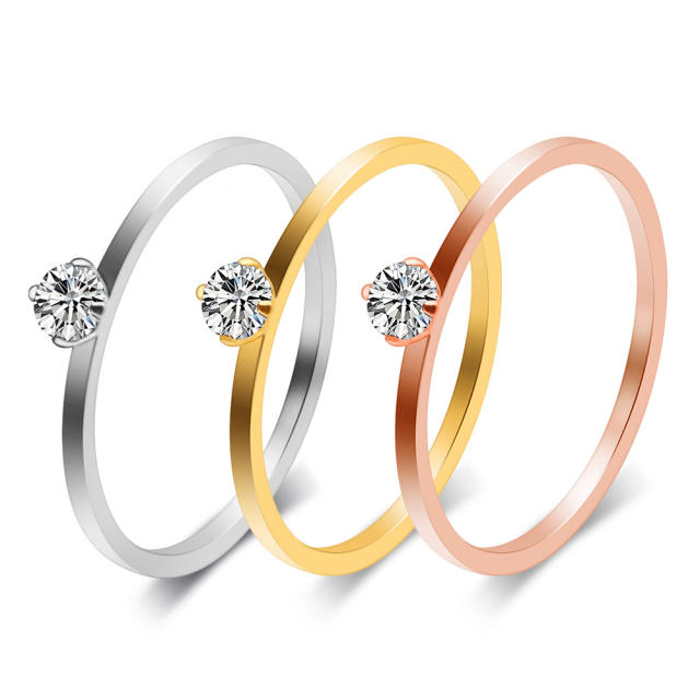 Simple diamond titanium steel ring
