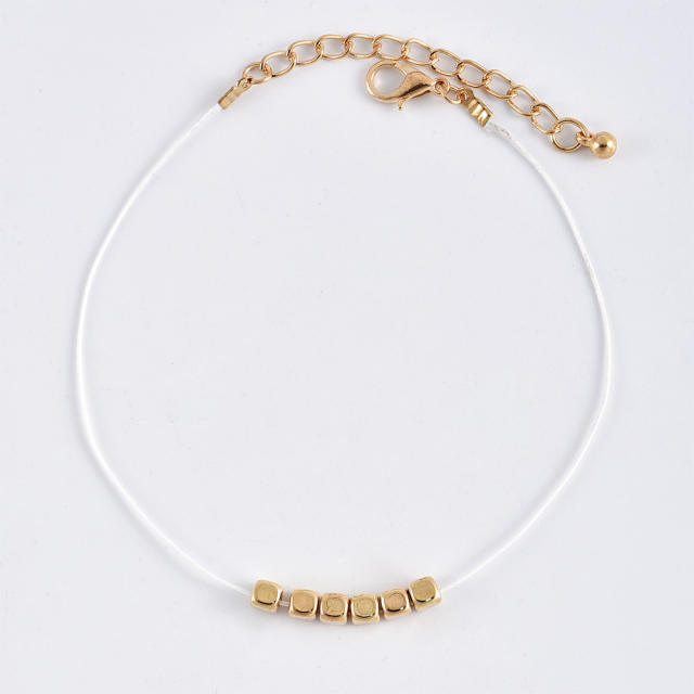 Shell metal beads rope anklet
