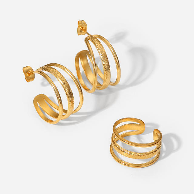 Creative geometric stainless steel earrings rings