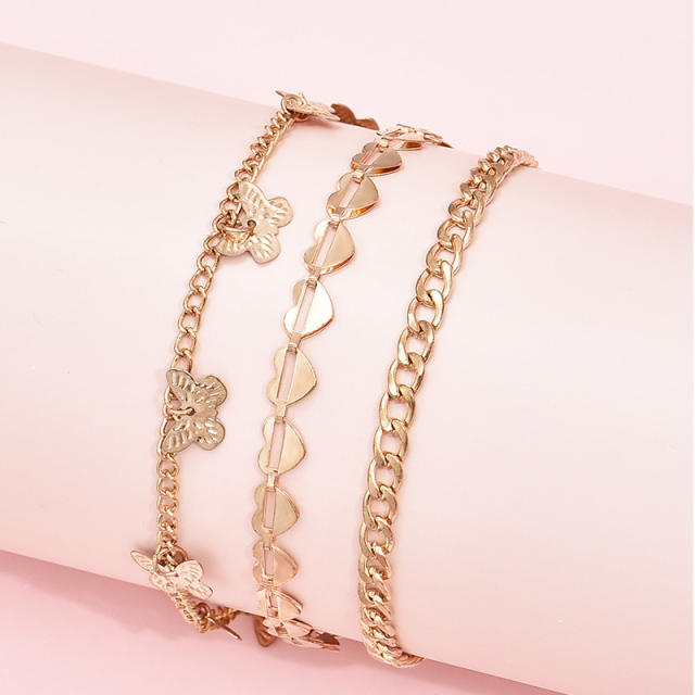 Butterfly Pendant multi-layer chain anklet