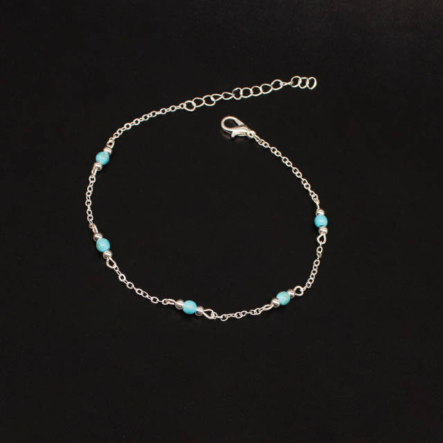 Turquoise beads chain anklet