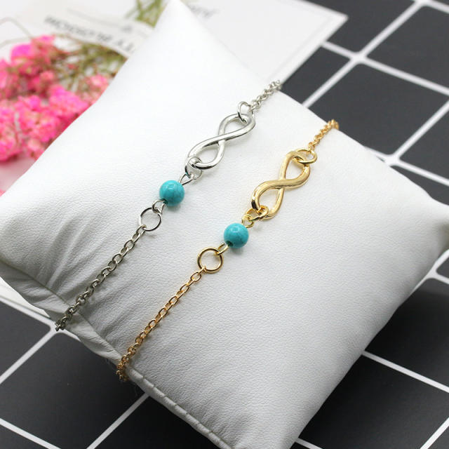 8 turquoise chain anklet