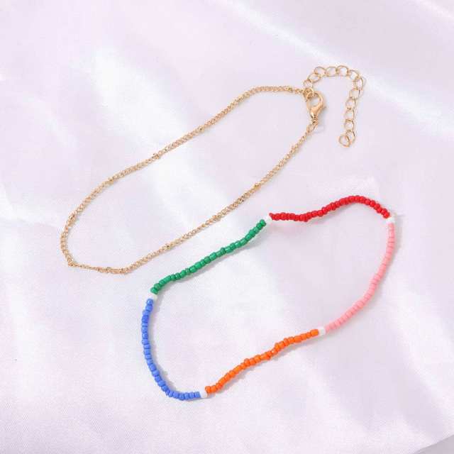 Seed beads chian anklet 2 pcs set