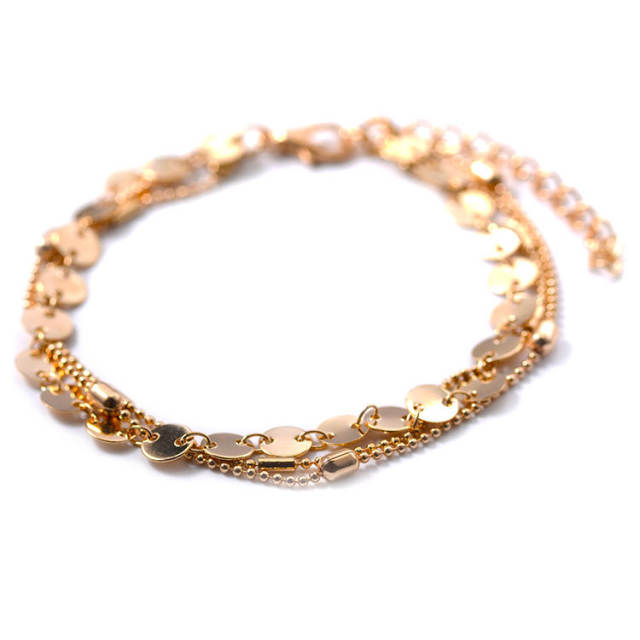 3-layer sequin chain anklet