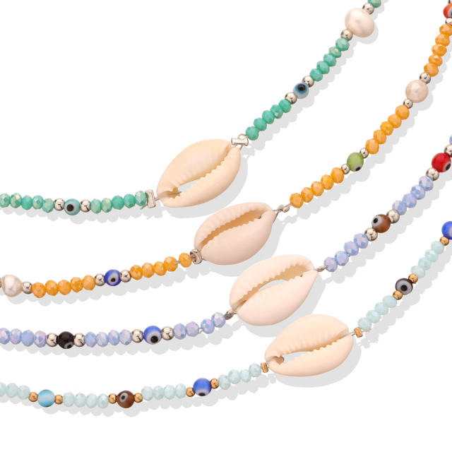 Shell seed beads anklet