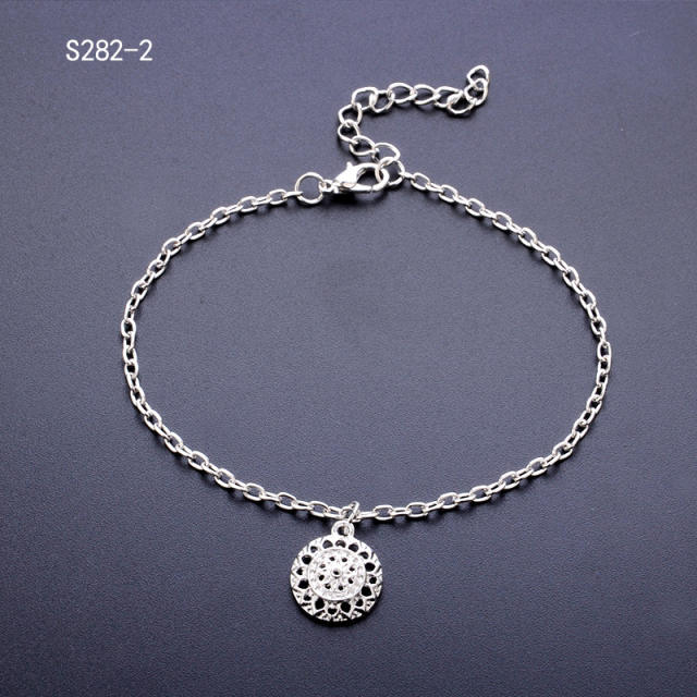 Shell circle lotus moon anklet simple jewelry