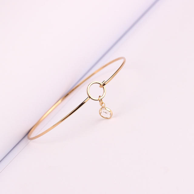 Crystal charm alloy bangle