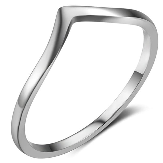 Simple geometric radian titanium steel ring