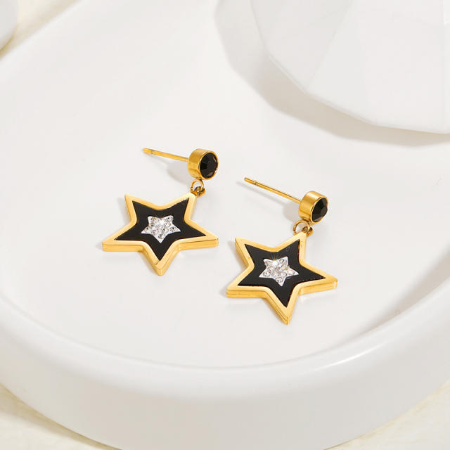 14KG stainless steel star earrings